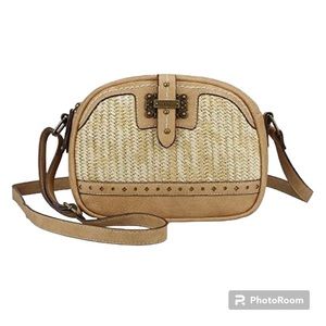 b.o.c Farrell Hill Straw Vegan Leather Crossbody NWT